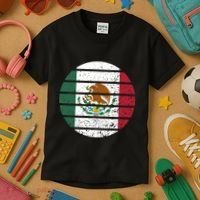 Distressed Flag Of Mexico Circle Kids T-Shirt thumb 3