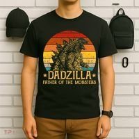 Dadzilla Father Of The Monsters Retro Vintage Sunset T-Shirt thumb 6