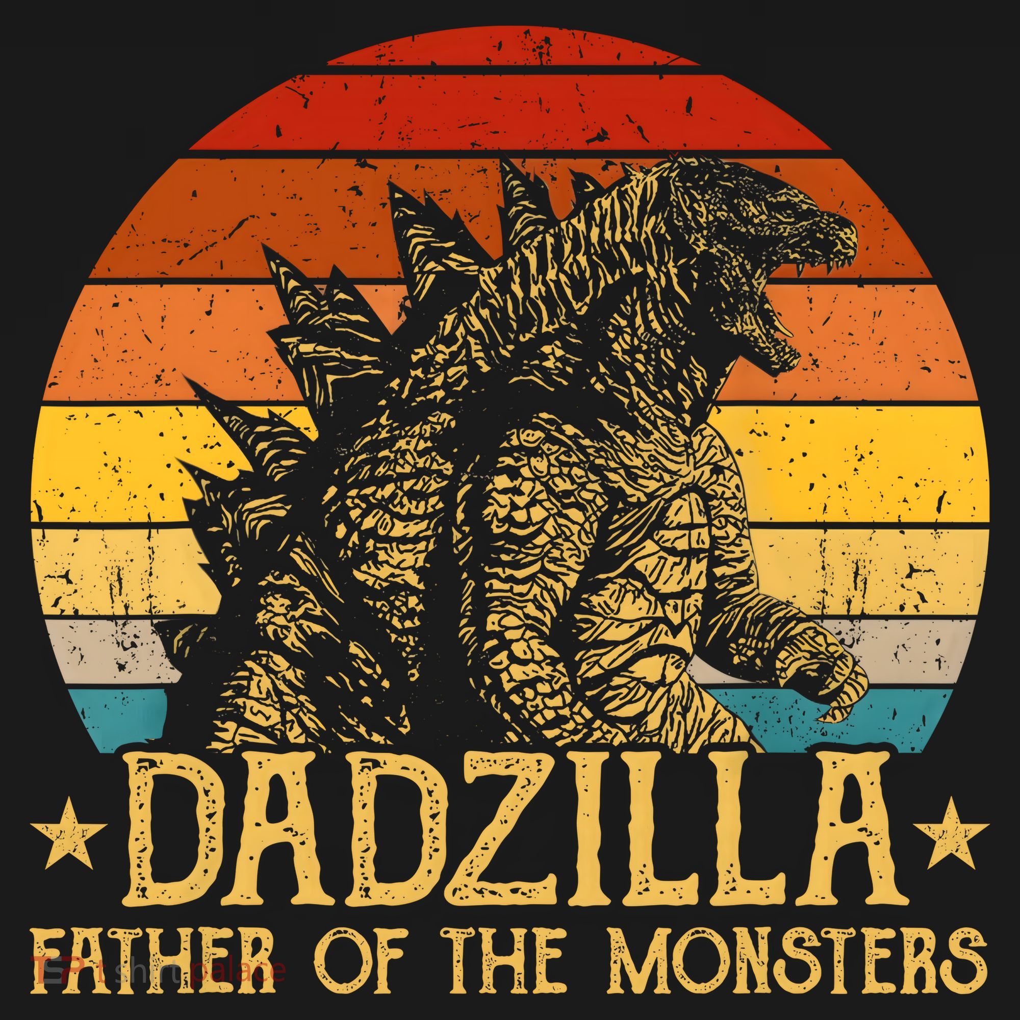Dadzilla Father Of The Monsters Retro Vintage Sunset T-Shirt