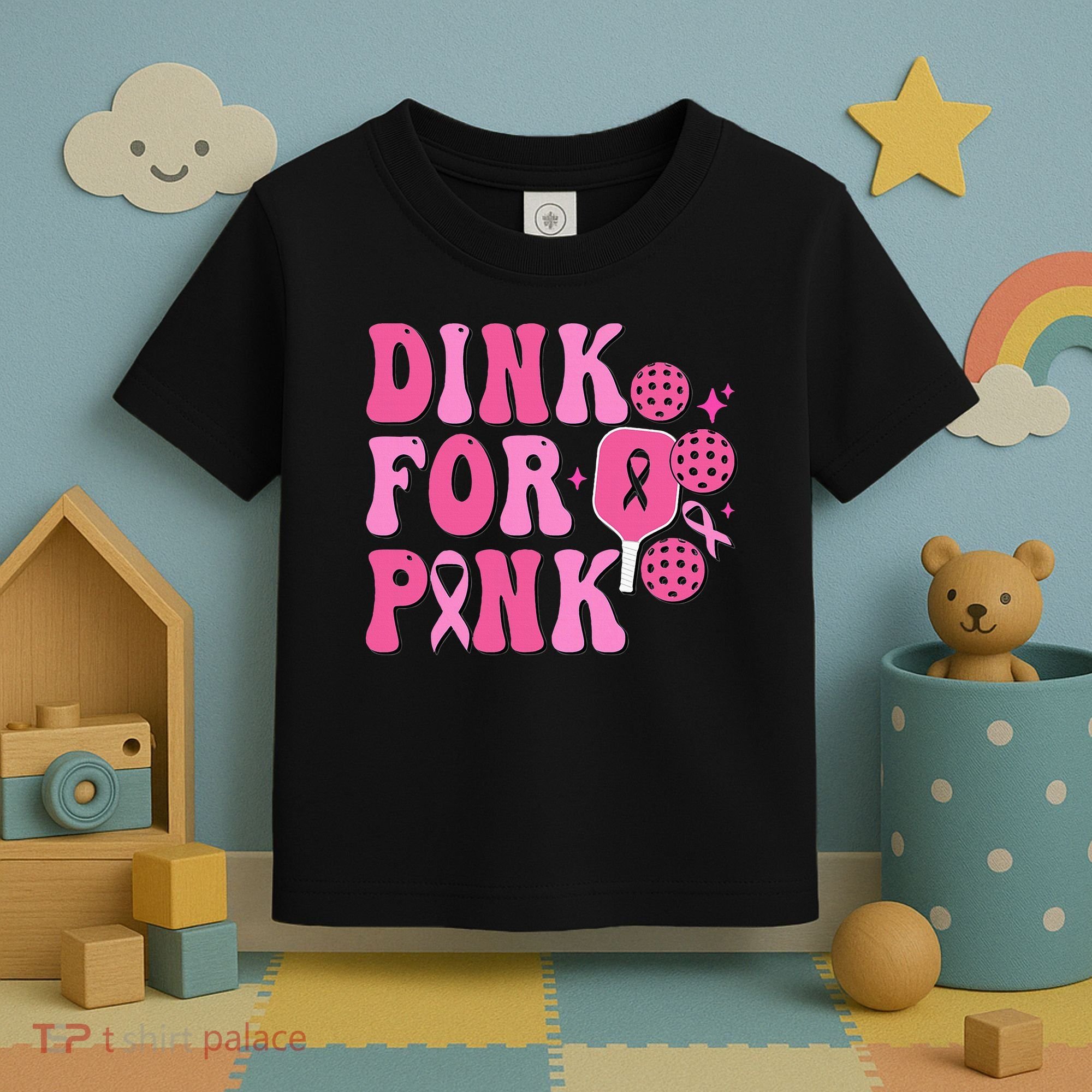 Dink For P.I.N.K. Breast Cancer Awareness Pickleball Toddler T-Shirt
