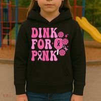 Dink For P.I.N.K. Breast Cancer Awareness Pickleball Kids Hoodie thumb 3