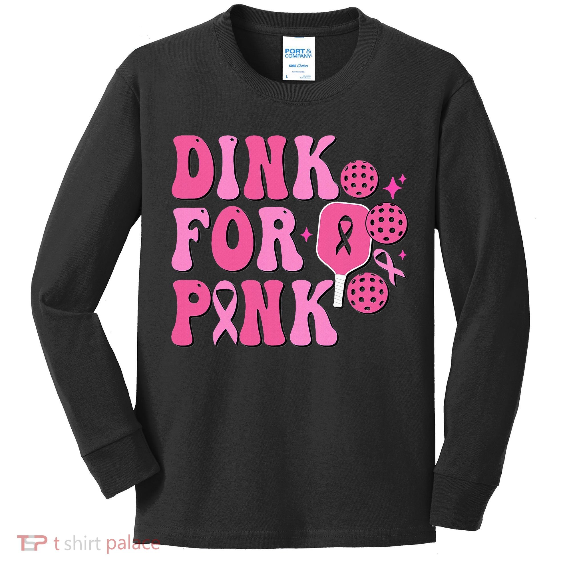 Dink For P.I.N.K. Breast Cancer Awareness Pickleball Kids Long Sleeve Shirt