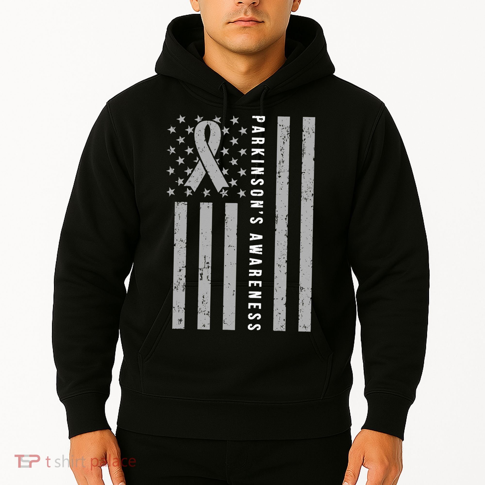 Disease Flag Parkinsons Awareness Ribbon Gray Hoodie