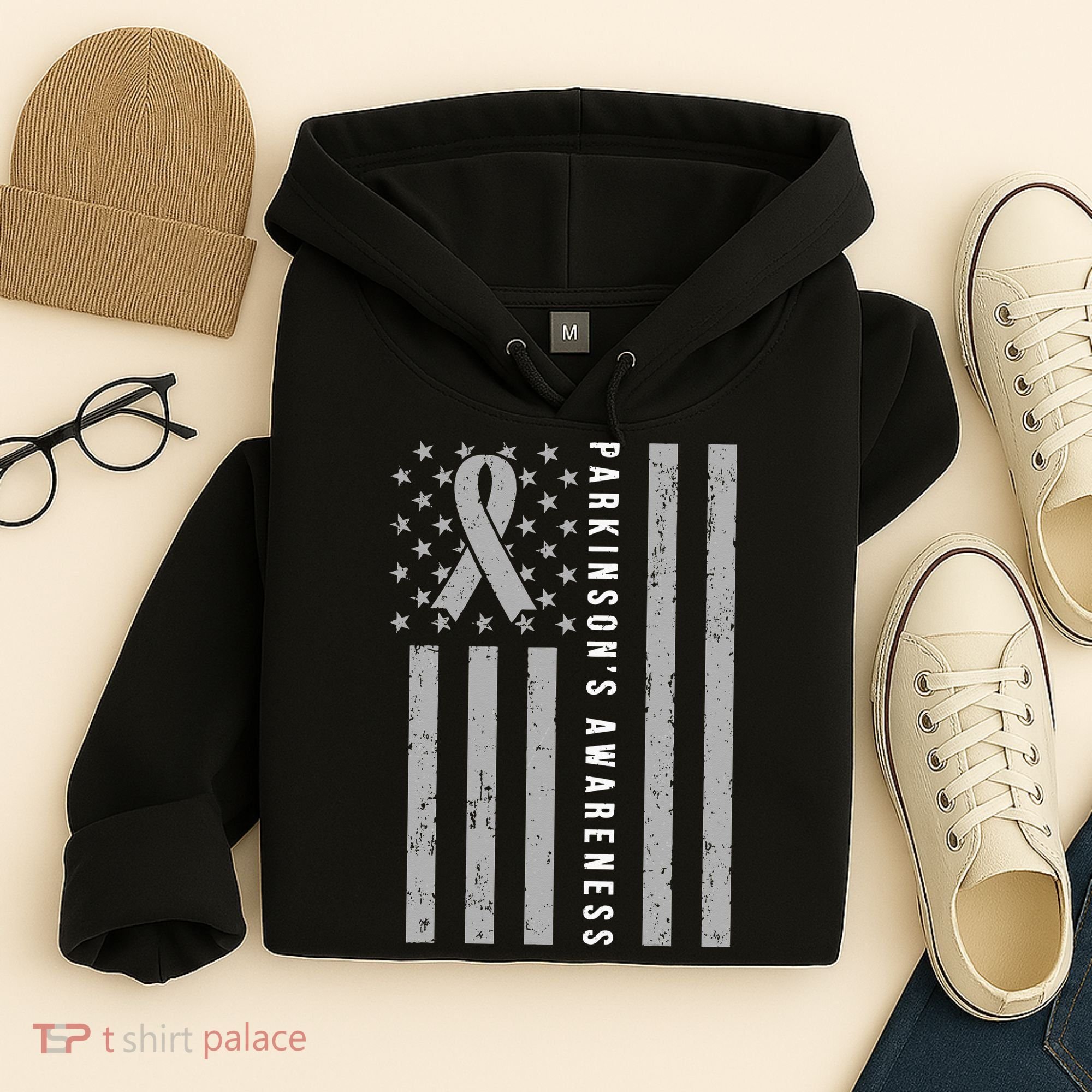 Disease Flag Parkinsons Awareness Ribbon Gray Hoodie