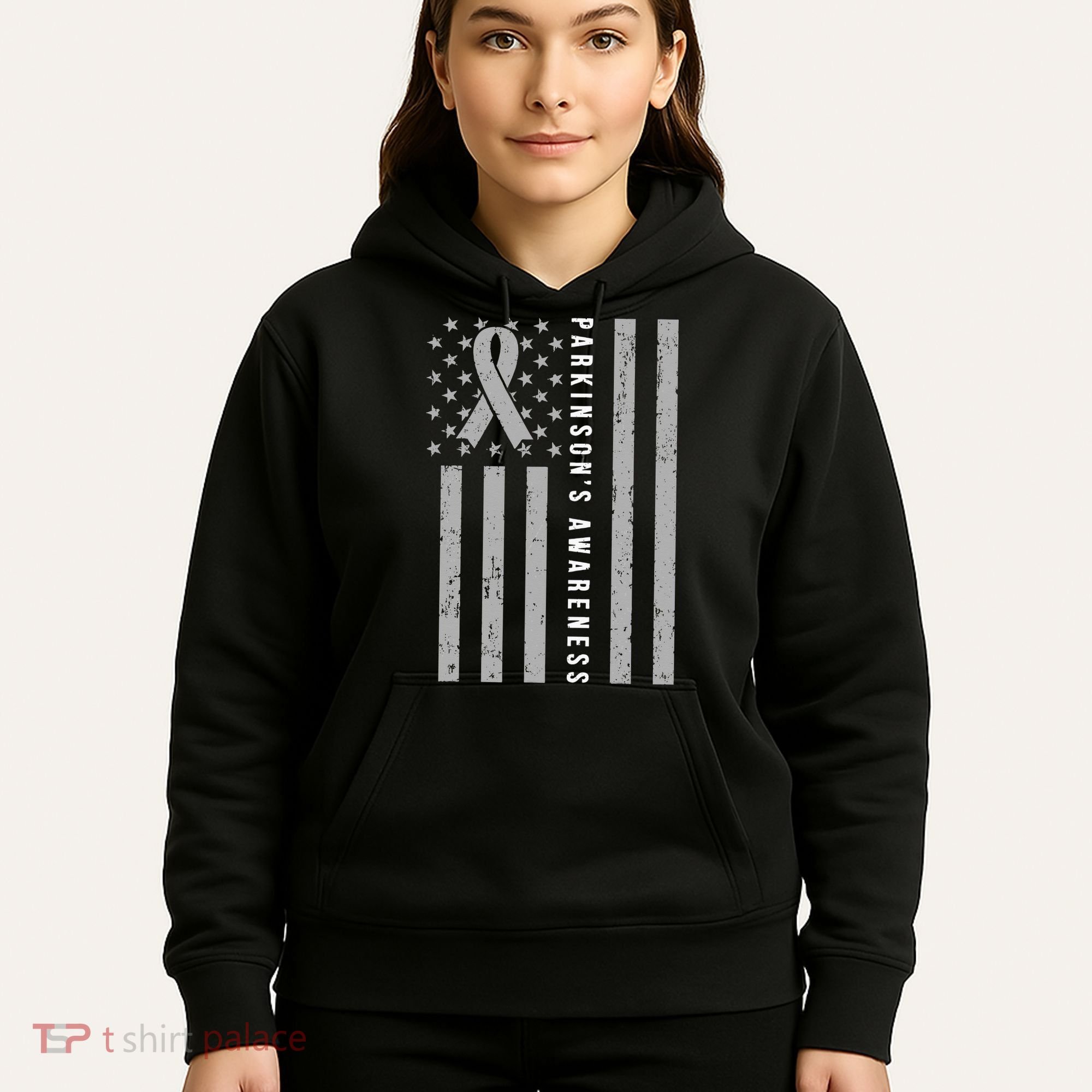Disease Flag Parkinsons Awareness Ribbon Gray Hoodie