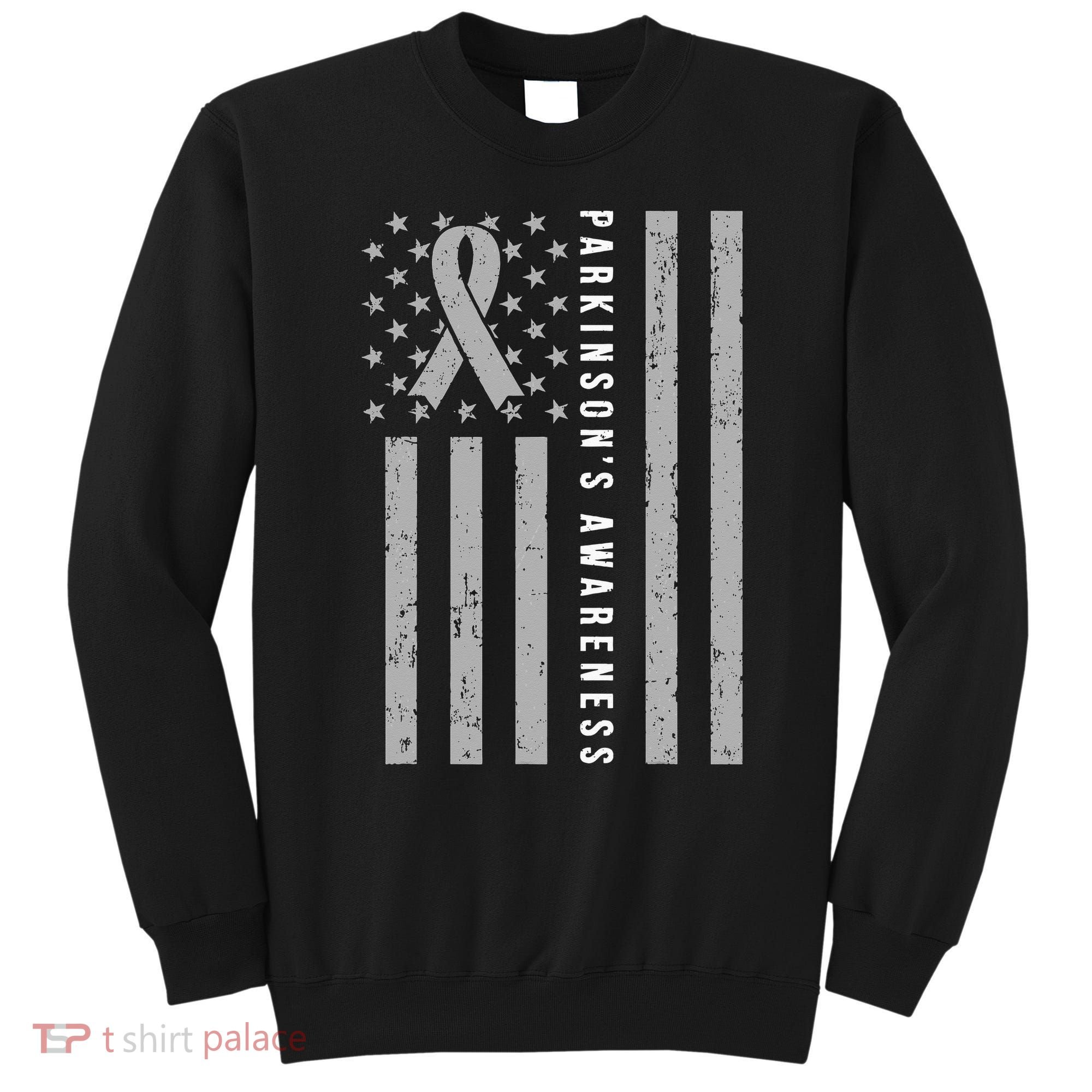 Disease Flag Parkinsons Awareness Ribbon Gray Sweatshirt