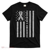 Disease Flag Parkinsons Awareness Ribbon Gray T-Shirt thumb 0