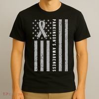 Disease Flag Parkinsons Awareness Ribbon Gray T-Shirt thumb 3