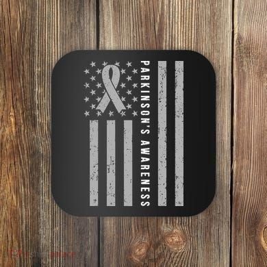 Disease Flag Parkinsons Awareness Ribbon Gray Coaster