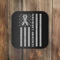 Disease Flag Parkinsons Awareness Ribbon Gray Coaster thumb 0