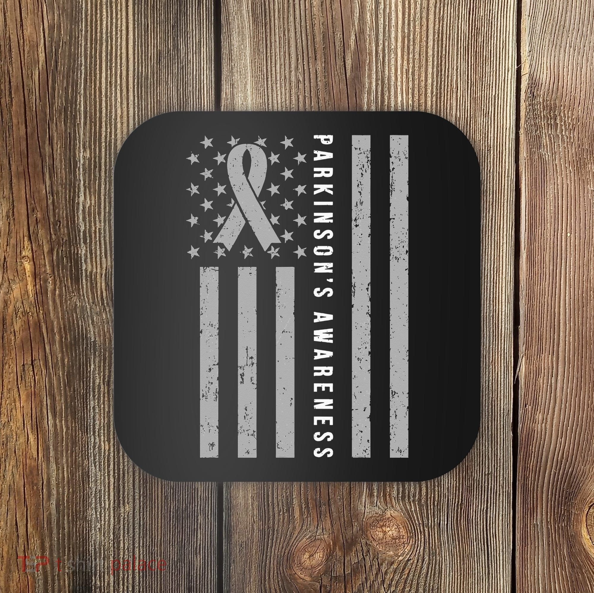Disease Flag Parkinsons Awareness Ribbon Gray Coaster