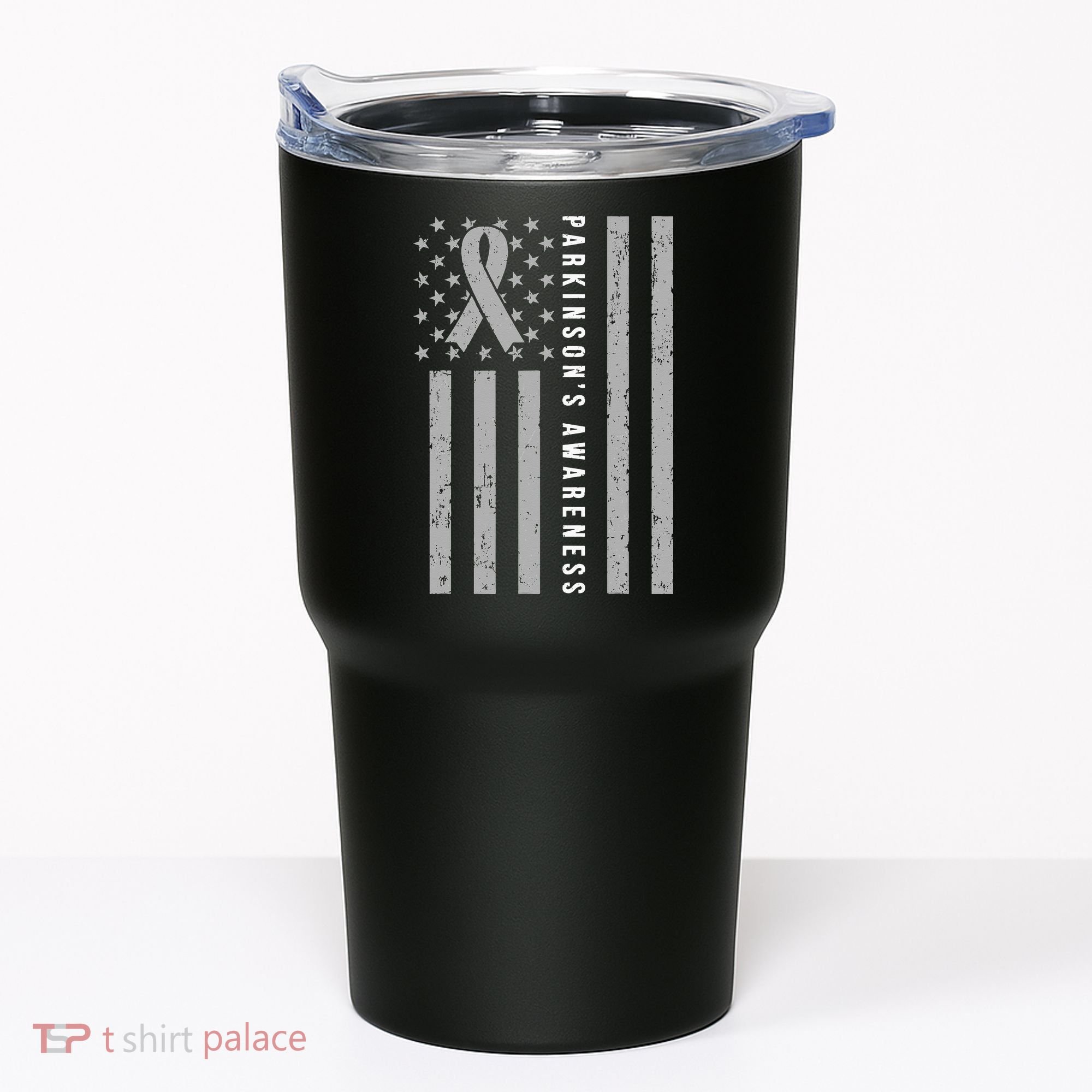 Disease Flag Parkinsons Awareness Ribbon Gray Tumbler