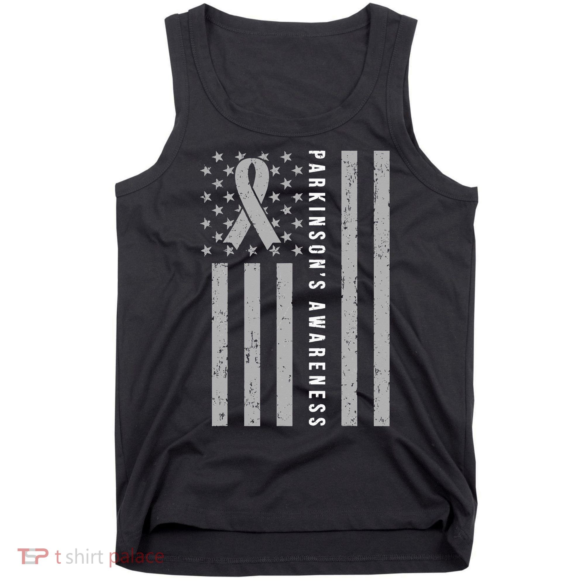 Disease Flag Parkinsons Awareness Ribbon Gray Tank Top