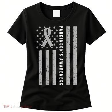 Disease Flag Parkinsons Awareness Ribbon Gray Women's T-Shirt