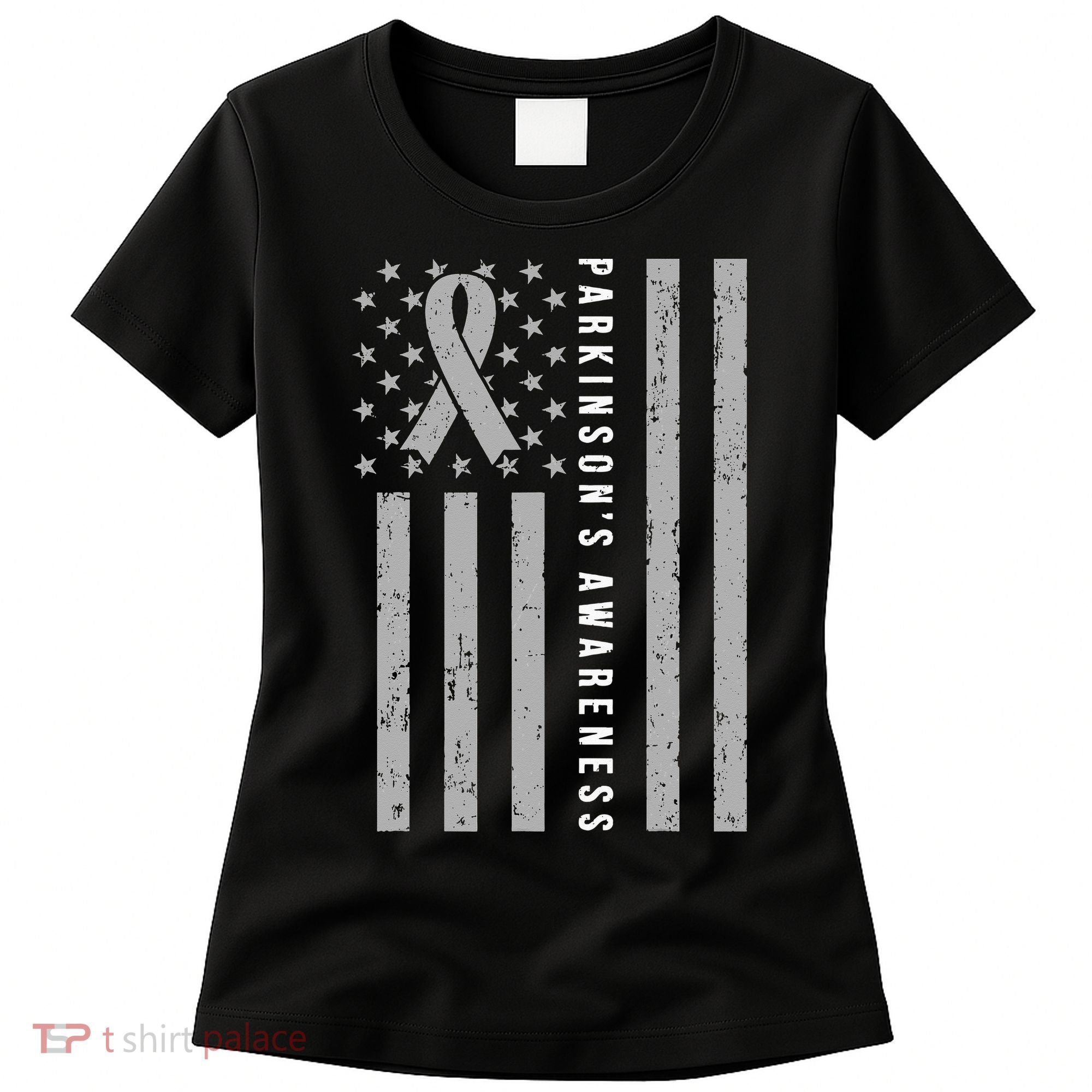 Disease Flag Parkinsons Awareness Ribbon Gray Women's T-Shirt