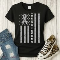 Disease Flag Parkinsons Awareness Ribbon Gray Women's T-Shirt thumb 3