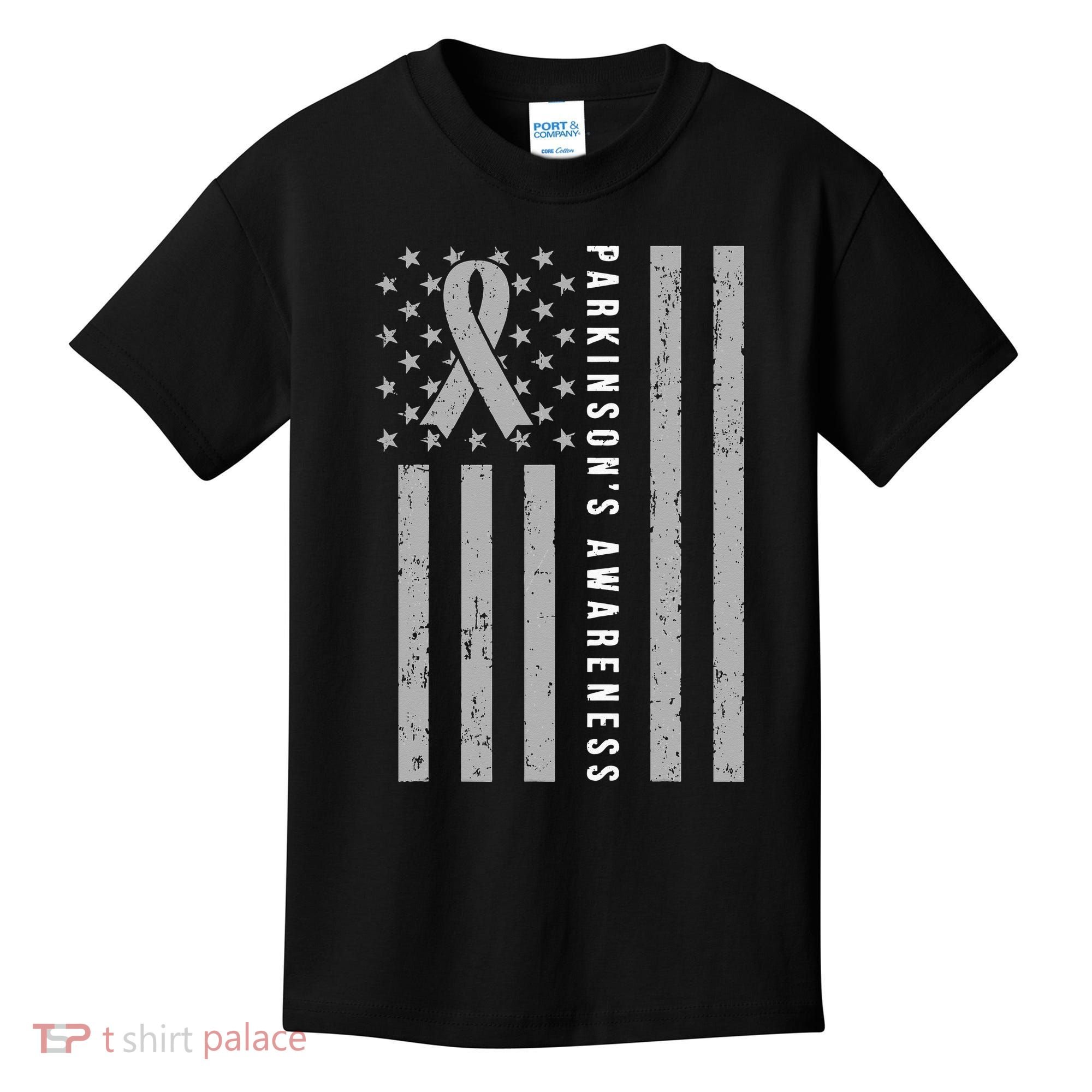 Disease Flag Parkinsons Awareness Ribbon Gray Kids T-Shirt
