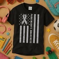 Disease Flag Parkinsons Awareness Ribbon Gray Kids T-Shirt thumb 3