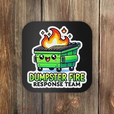 Dumpster Fire Response Team Funny Meme Coaster