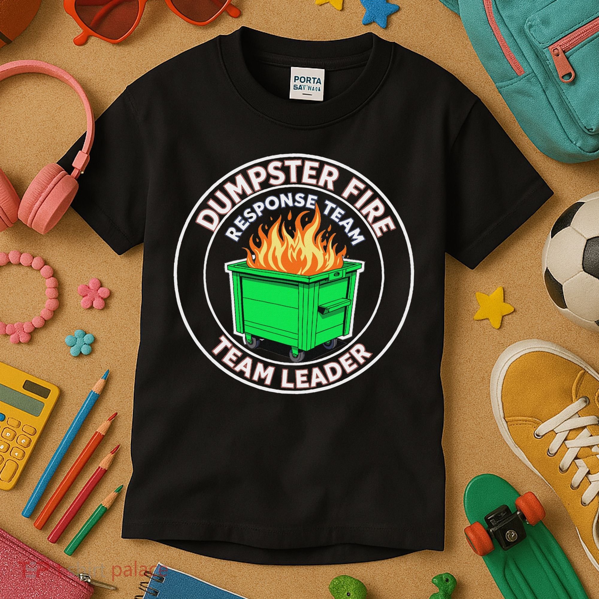 Dumpster Fire Response Team Leader Funny Work Humor Kids T-Shirt