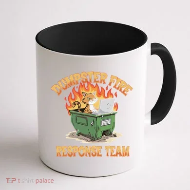 Dumpster Fire Response Team Funny Meme Cat Coffee Mug back