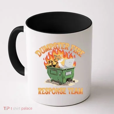 Dumpster Fire Response Team Funny Meme Cat Coffee Mug