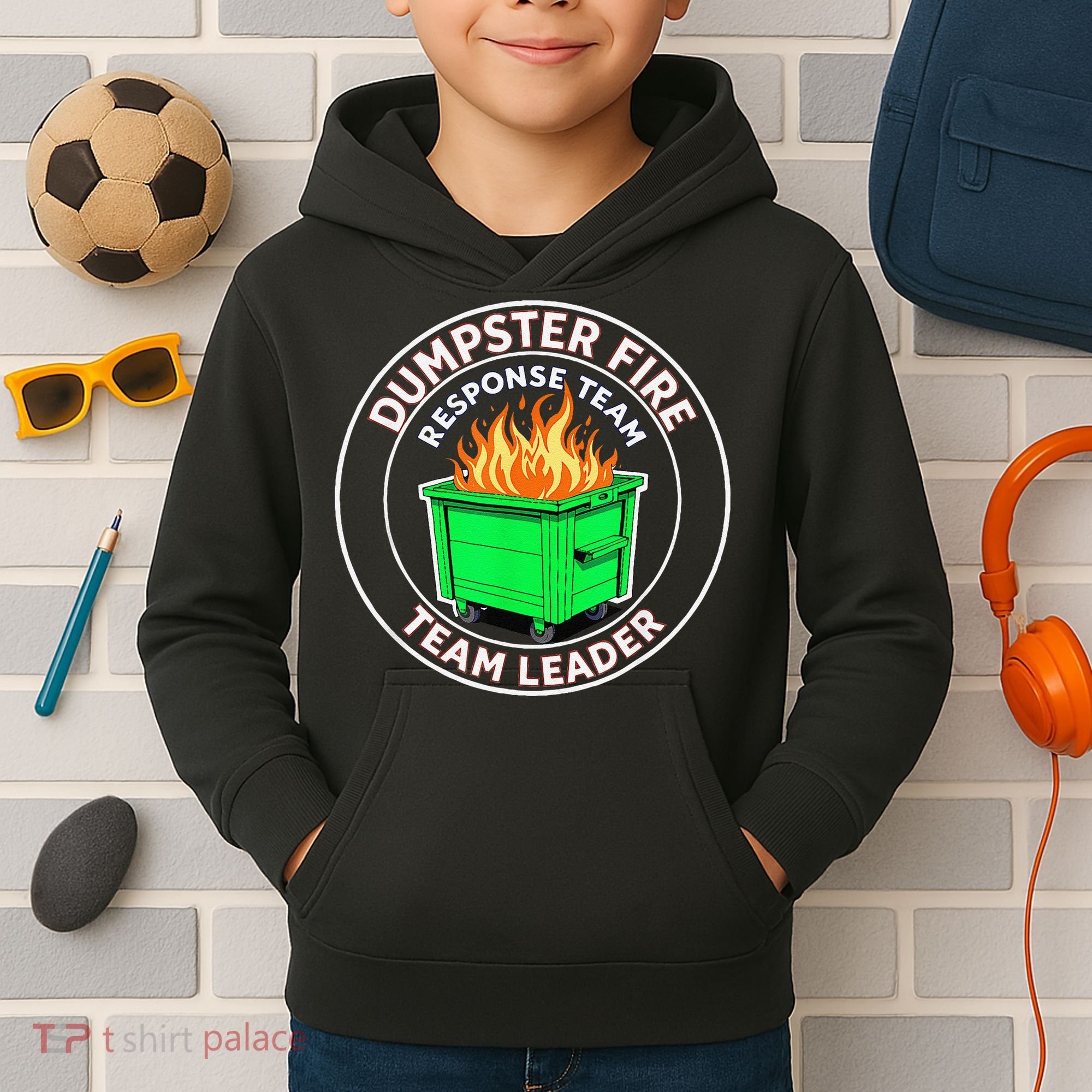 Dumpster Fire Response Team Leader Kids Hoodie