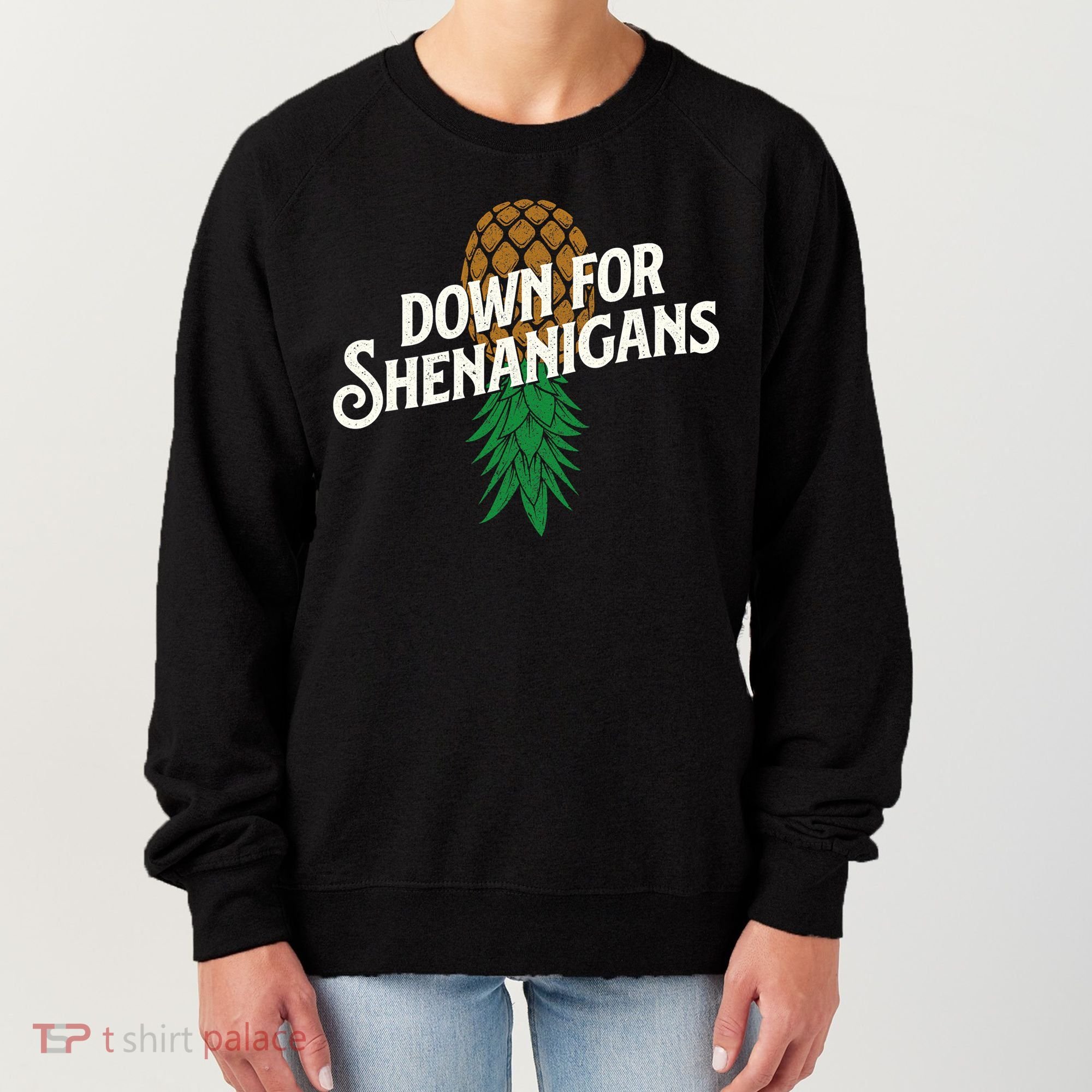 Down For Shenanigans Swinger Couple Upside Down Pineapple Women's Sweatshirt