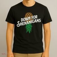 Down For Shenanigans Swinger Couple Upside Down Pineapple T-Shirt thumb 3