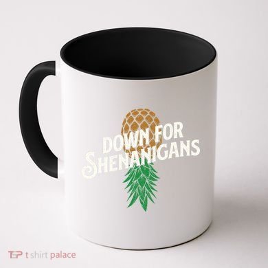 Down For Shenanigans Swinger Couple Upside Down Pineapple Coffee Mug