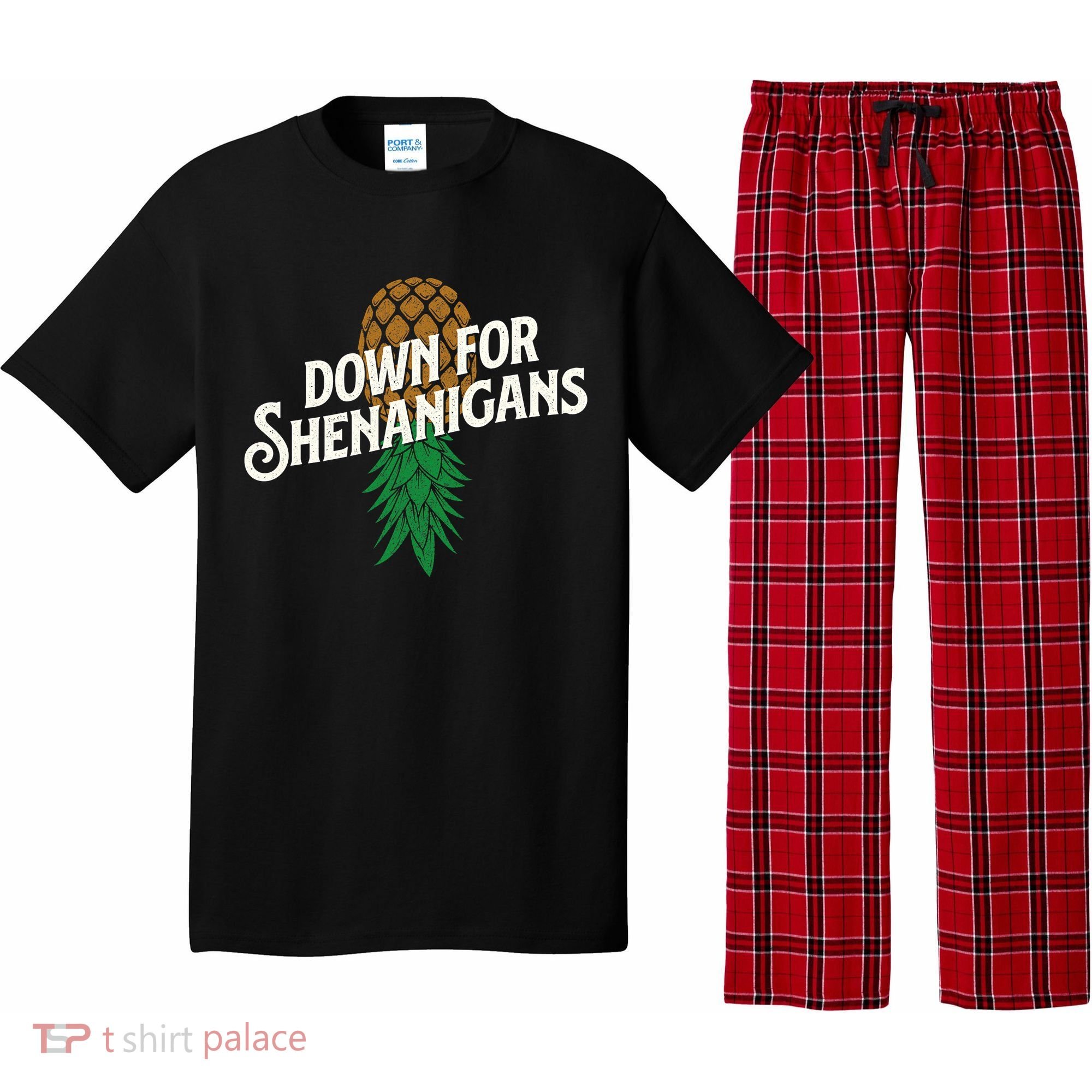 Down For Shenanigans Swinger Couple Upside Down Pineapple Pajama Set
