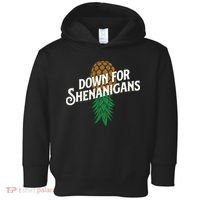 Down For Shenanigans Swinger Couple Upside Down Pineapple Toddler Hoodie thumb 0
