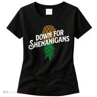 Down For Shenanigans Swinger Couple Upside Down Pineapple Women's T-Shirt thumb 0