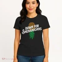 Down For Shenanigans Swinger Couple Upside Down Pineapple Women's T-Shirt thumb 4