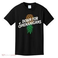 Down For Shenanigans Swinger Couple Upside Down Pineapple Kids T-Shirt thumb 0