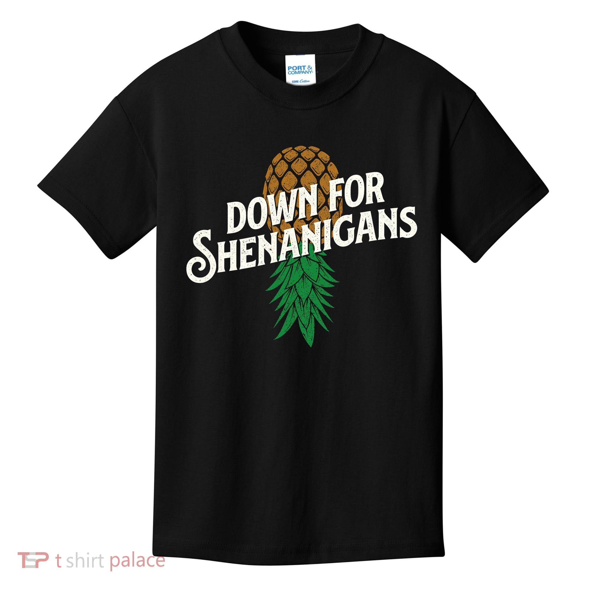 Down For Shenanigans Swinger Couple Upside Down Pineapple Kids T-Shirt