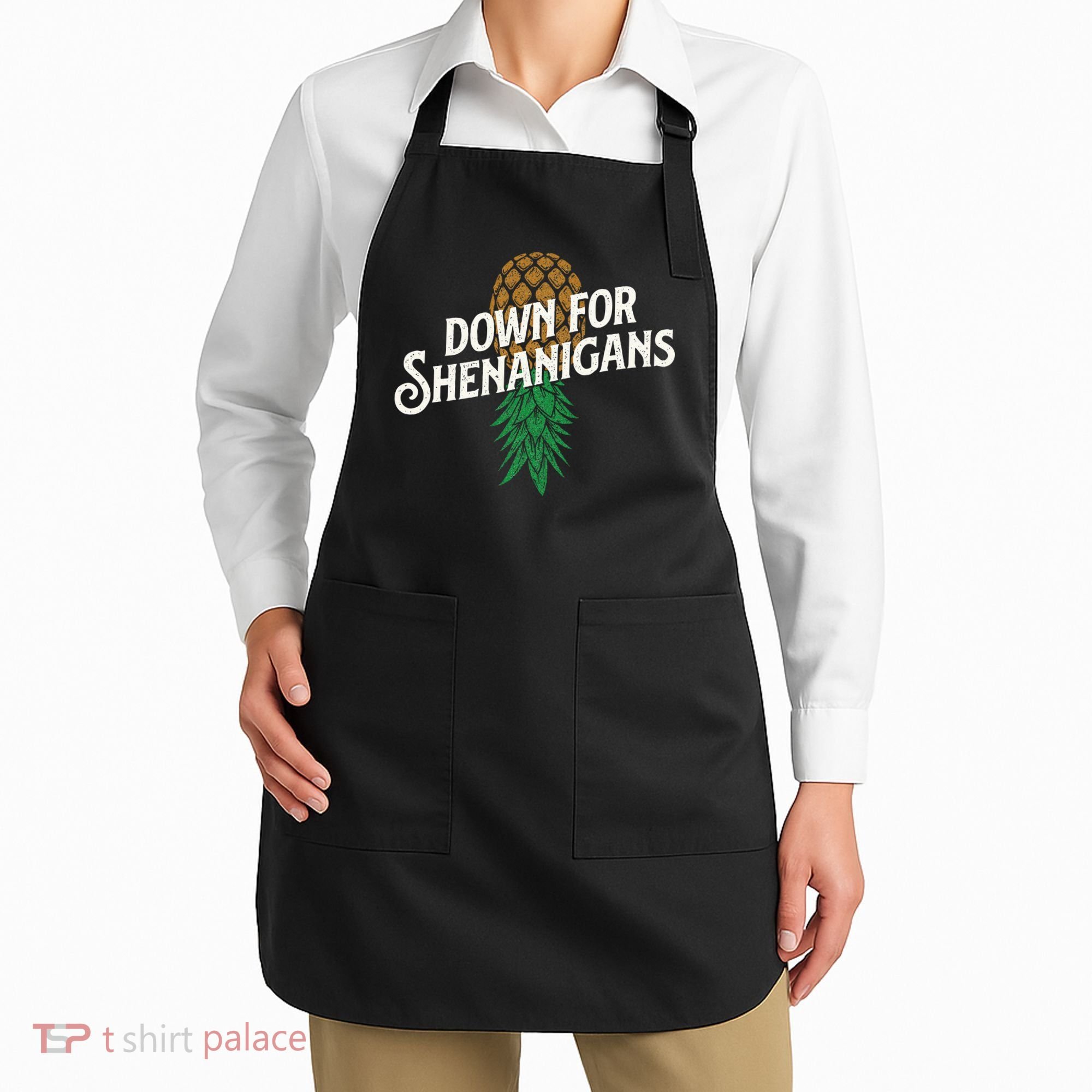 Down For Shenanigans Swinger Couple Upside Down Pineapple Apron