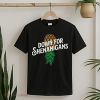 Down For Shenanigans Swinger Couple Upside Down Pineapple T-Shirt thumb 2
