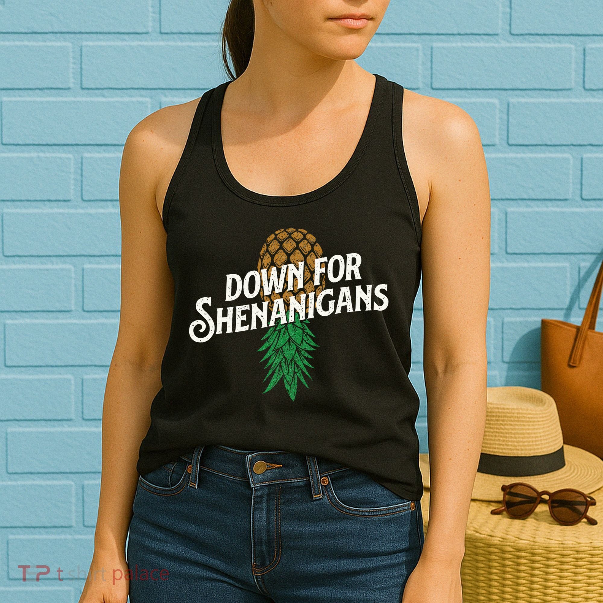 Down For Shenanigans Swinger Couple Upside Down Pineapple Women's Tank Top