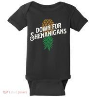 Down For Shenanigans Swinger Couple Upside Down Pineapple Baby Bodysuit thumb 0