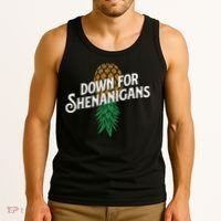 Down For Shenanigans Swinger Couple Upside Down Pineapple Tank Top thumb 3