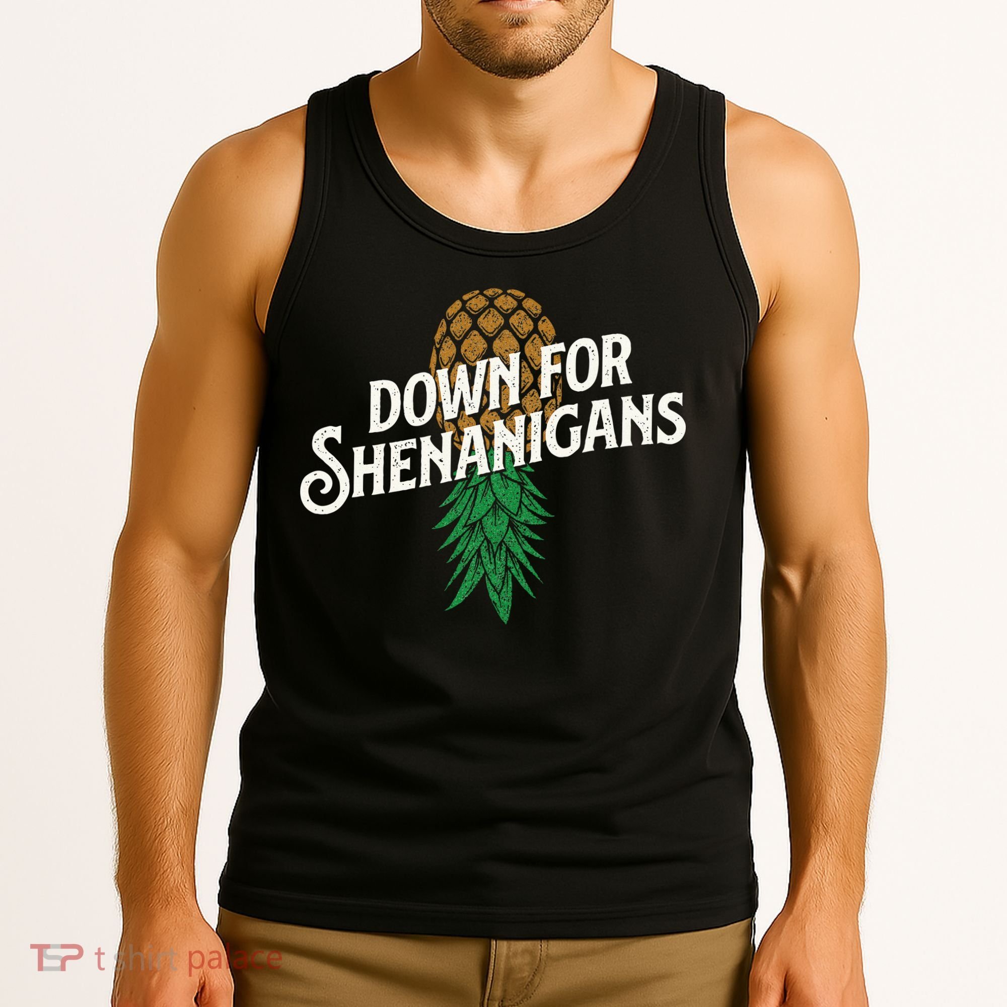 Down For Shenanigans Swinger Couple Upside Down Pineapple Tank Top