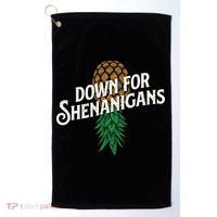 Down For Shenanigans Swinger Couple Upside Down Pineapple Golf Towel thumb 0