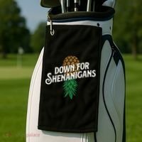 Down For Shenanigans Swinger Couple Upside Down Pineapple Golf Towel thumb 2