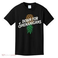 Down For Shenanigans Swinger Couple Upside Down Pineapple Kids T-Shirt thumb 0