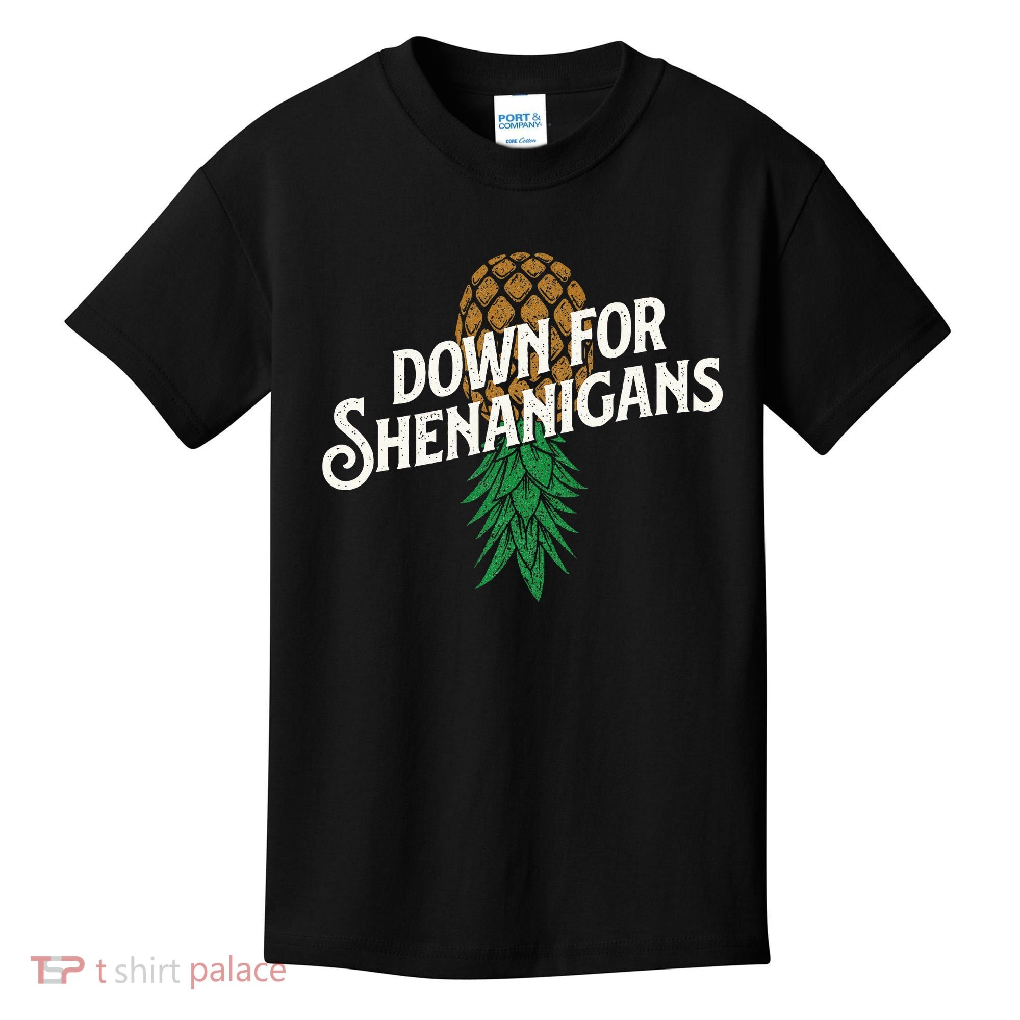 Down For Shenanigans Swinger Couple Upside Down Pineapple Kids T-Shirt