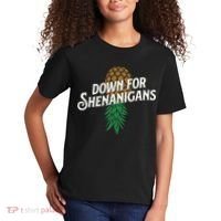 Down For Shenanigans Swinger Couple Upside Down Pineapple Kids T-Shirt thumb 2