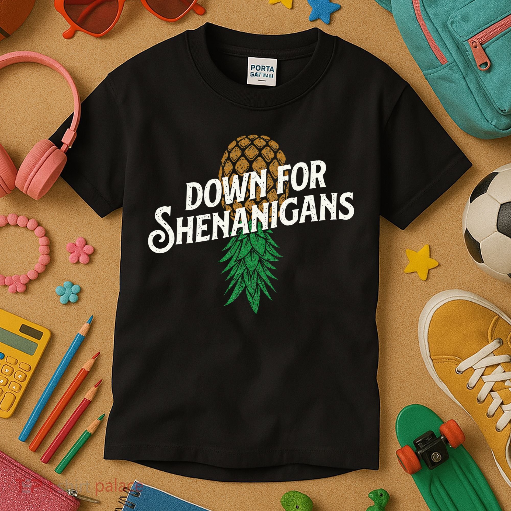Down For Shenanigans Swinger Couple Upside Down Pineapple Kids T-Shirt