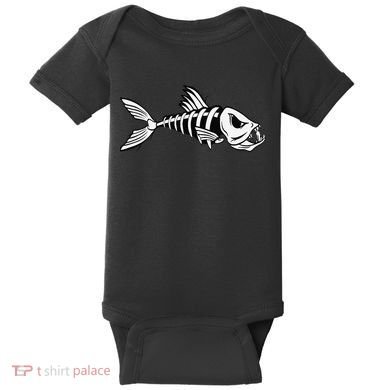 Dead Fish Skeleton Fishing Baby Bodysuit