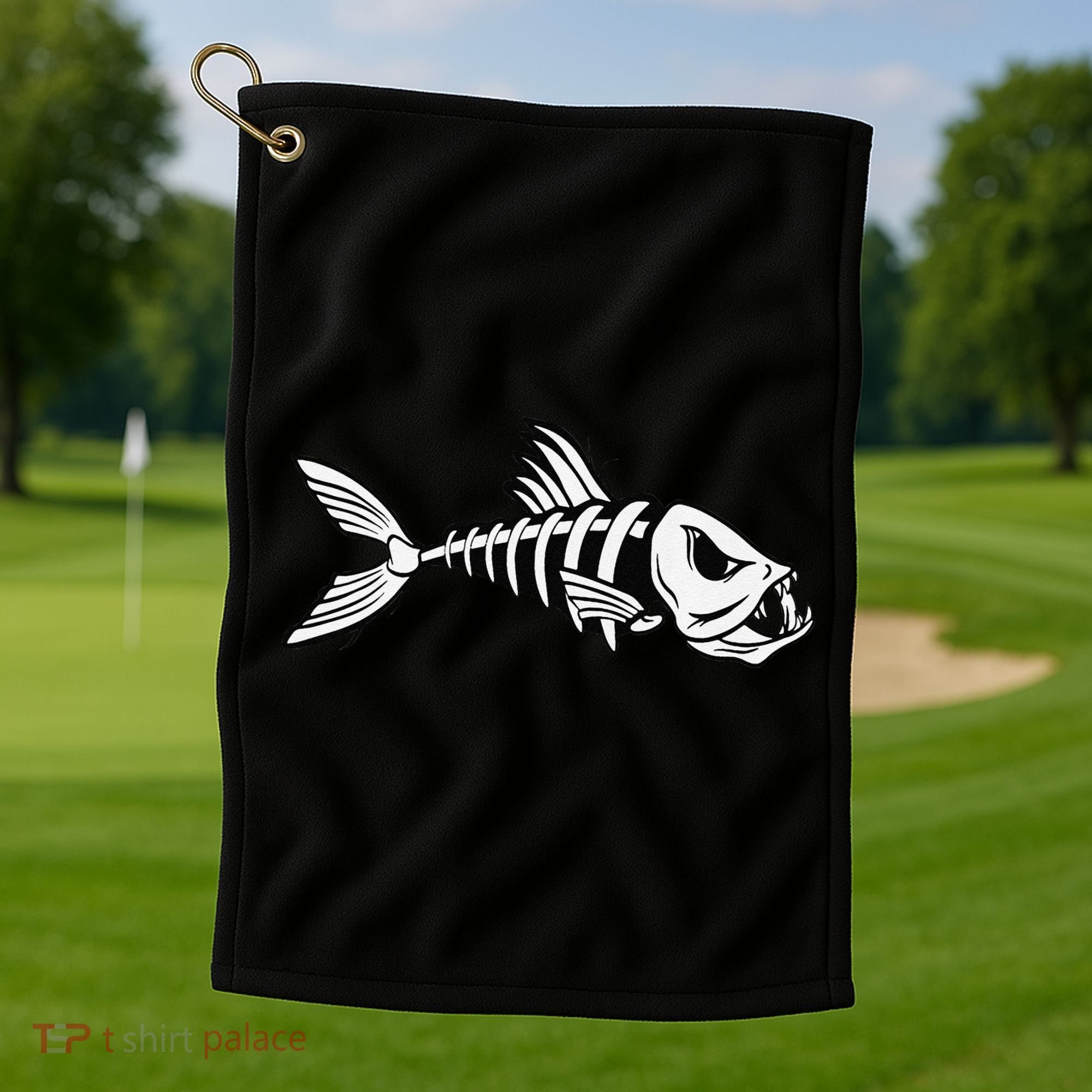 Dead Fish Skeleton Fishing Golf Towel